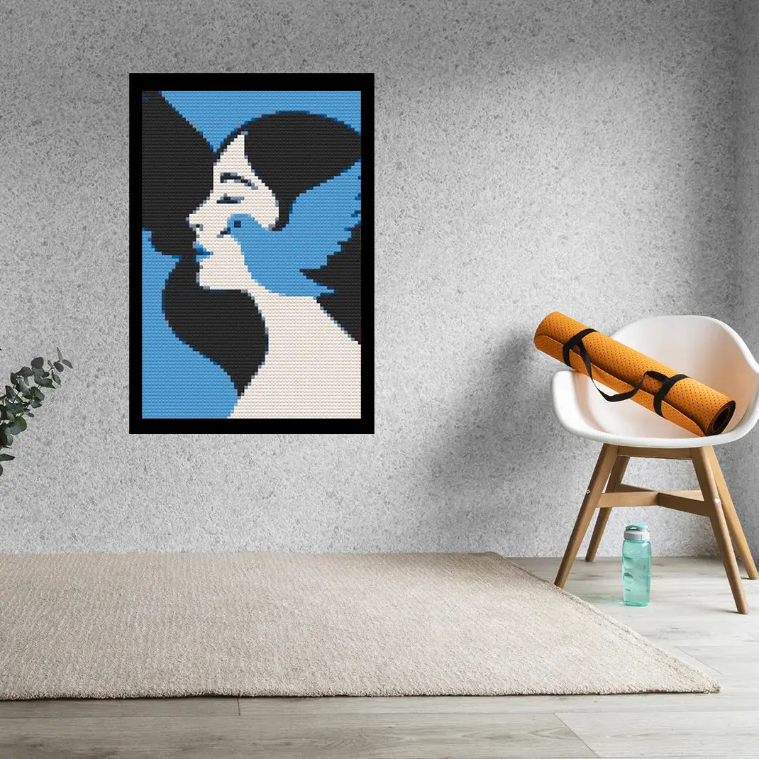 Abstract Woman with Bird Bricked Mosaic Home Decor 20x30" - Memobrick