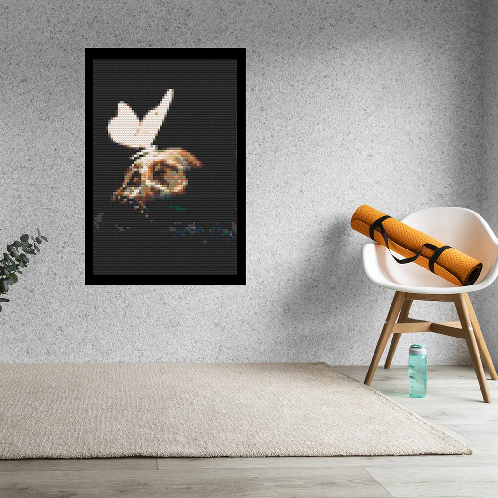 Butterfly on Skull Bricked Mosaic Home Decor 20x30"