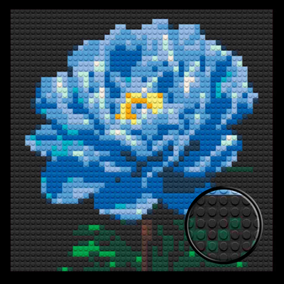 Blue Peony Flower Home decoration Bricked Mosaic Portrait 16x16"