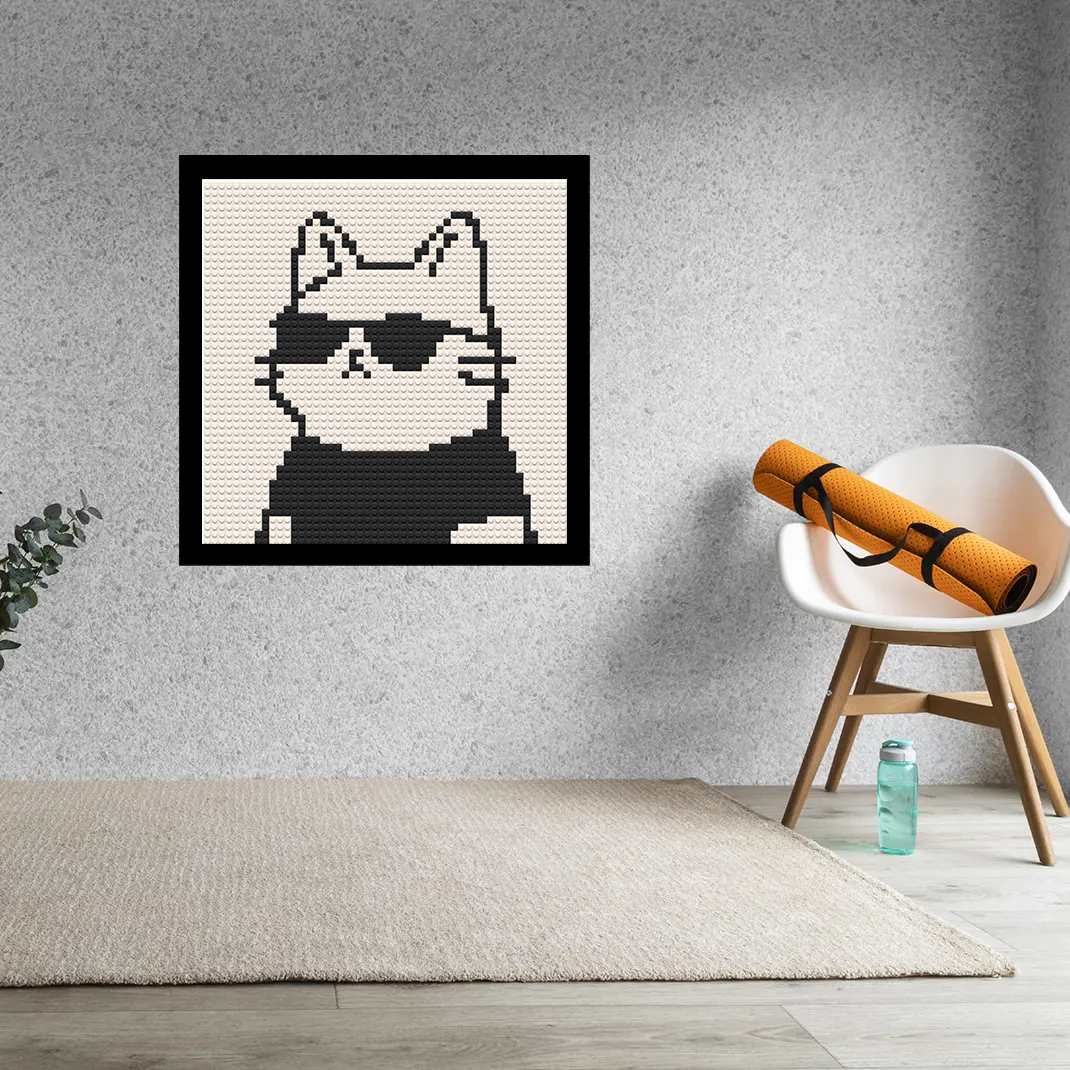 Cool Cat Home decoration Bricked Mosaic Portrait 16x16"