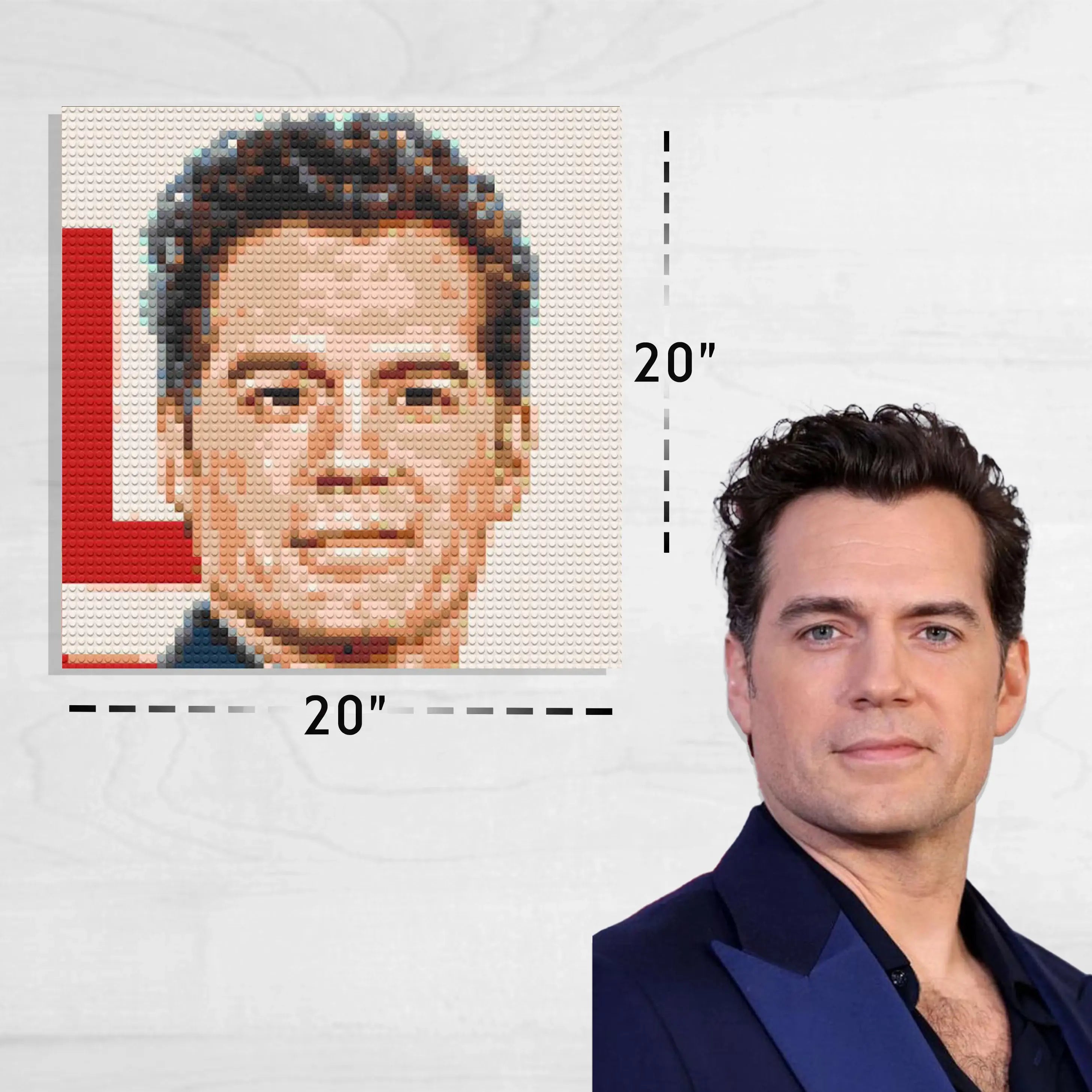 Custom Bricked Mosaic Portrait 20×20" Memobrick