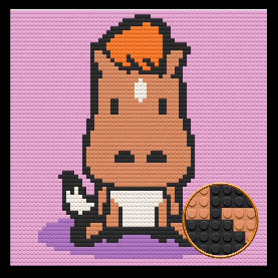 Cute Cartoon Horse Home Decor Bricked Mosaic Portrait 20x20 Memobrick
