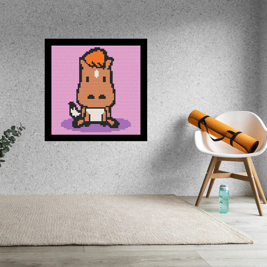 Cute Cartoon Horse Home Decor Bricked Mosaic Portrait 20x20 Memobrick