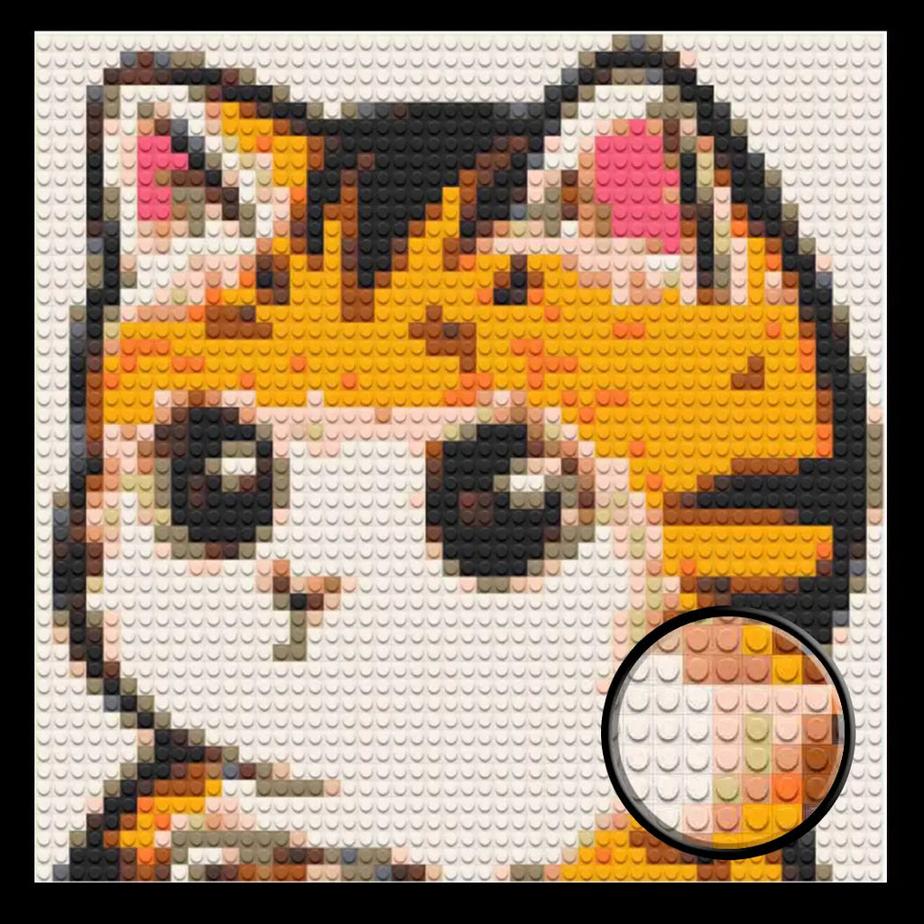 Cute Grumpy Cat Home decoration Bricked Mosaic Portrait 16x16" - Memobrick