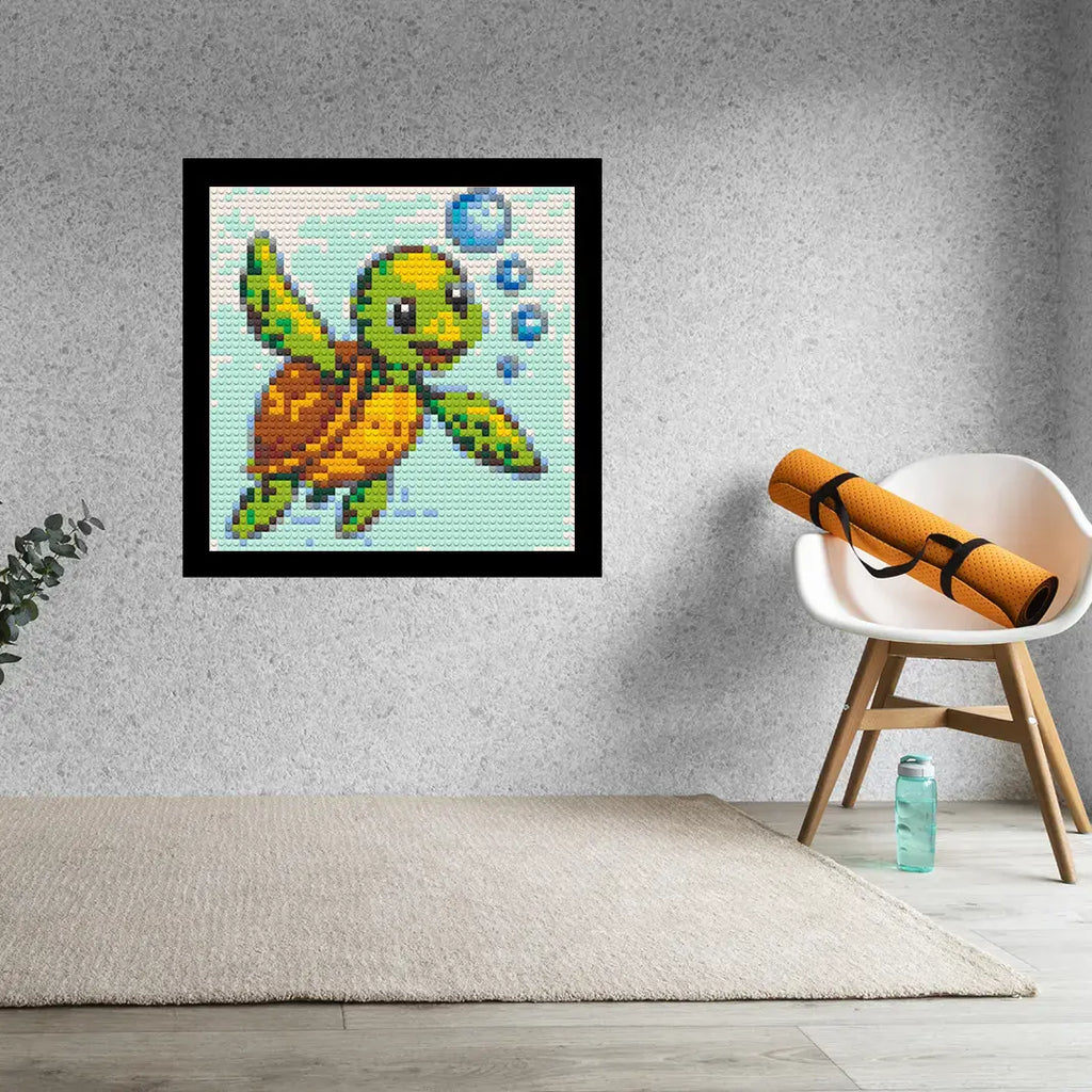 Cute Turtle Home decoration Bricked Mosaic Portrait 16x16" - Memobrick