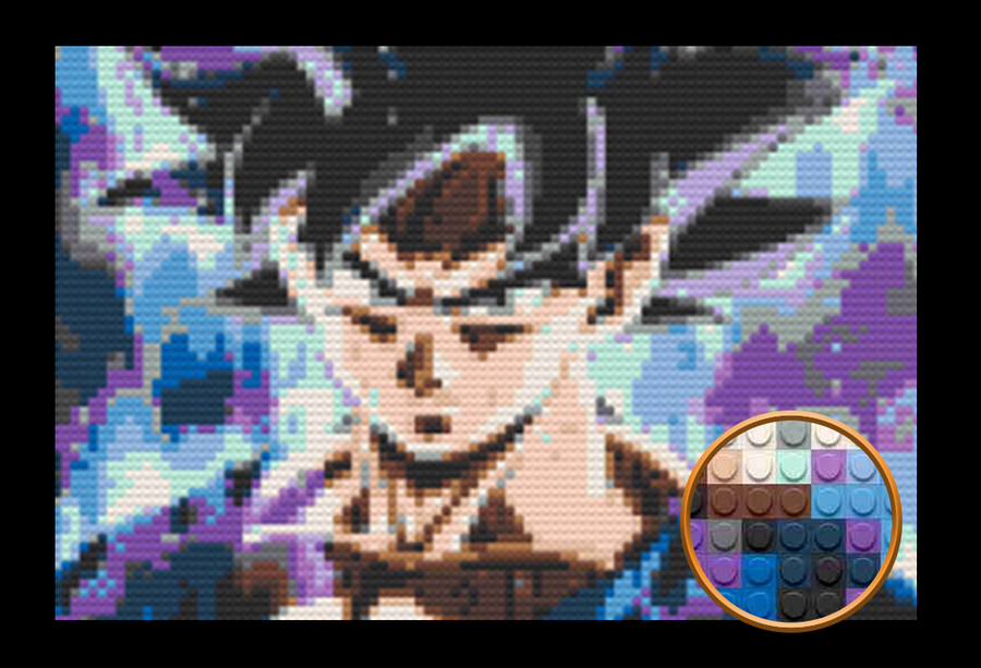 Goku Art Piece Home Wall Decor Bricked Mosaic Portrait 20x30