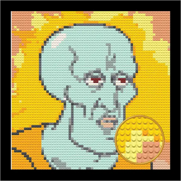 HANDSOME SQUIDWARD BRICKED MOSAIC PORTRAIT 20X20 Memobrick