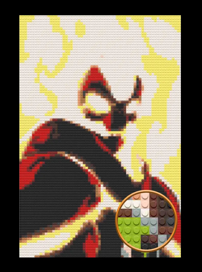 Heatblast Art Piece Home Wall Decor Bricked Mosaic Portrait 20x30"