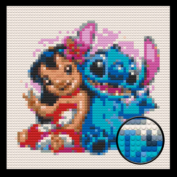 LILO AND STICH BRICKED MOSAIC PORTRAIT 20X20