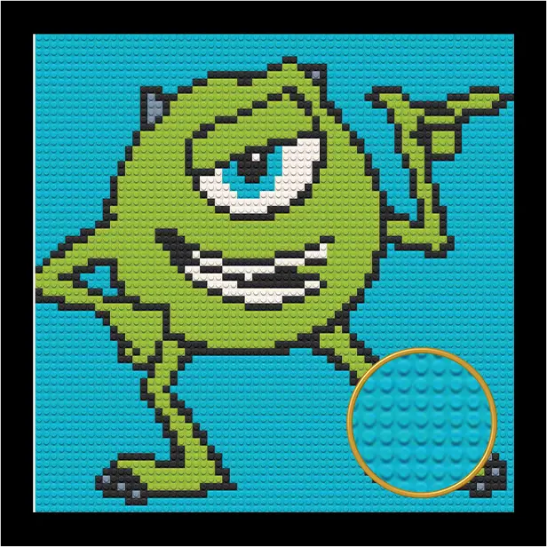 MONSTER INC.MIKE BRICKED MOSAIC PORTRAIT 20X20 Memobrick