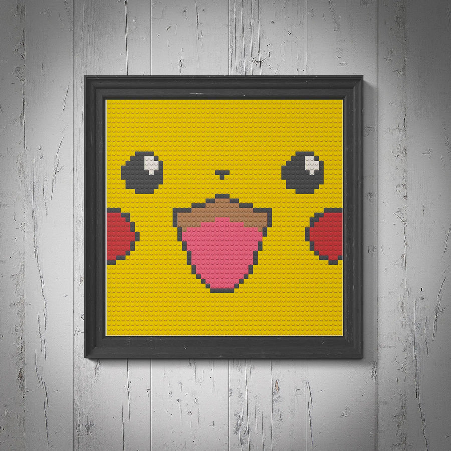 PIKACHU BRICKED MOSAIC PORTRAIT 16X16 Memobrick