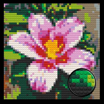 Pink Lily Flower Home decoration Bricked Mosaic Portrait 16x16"