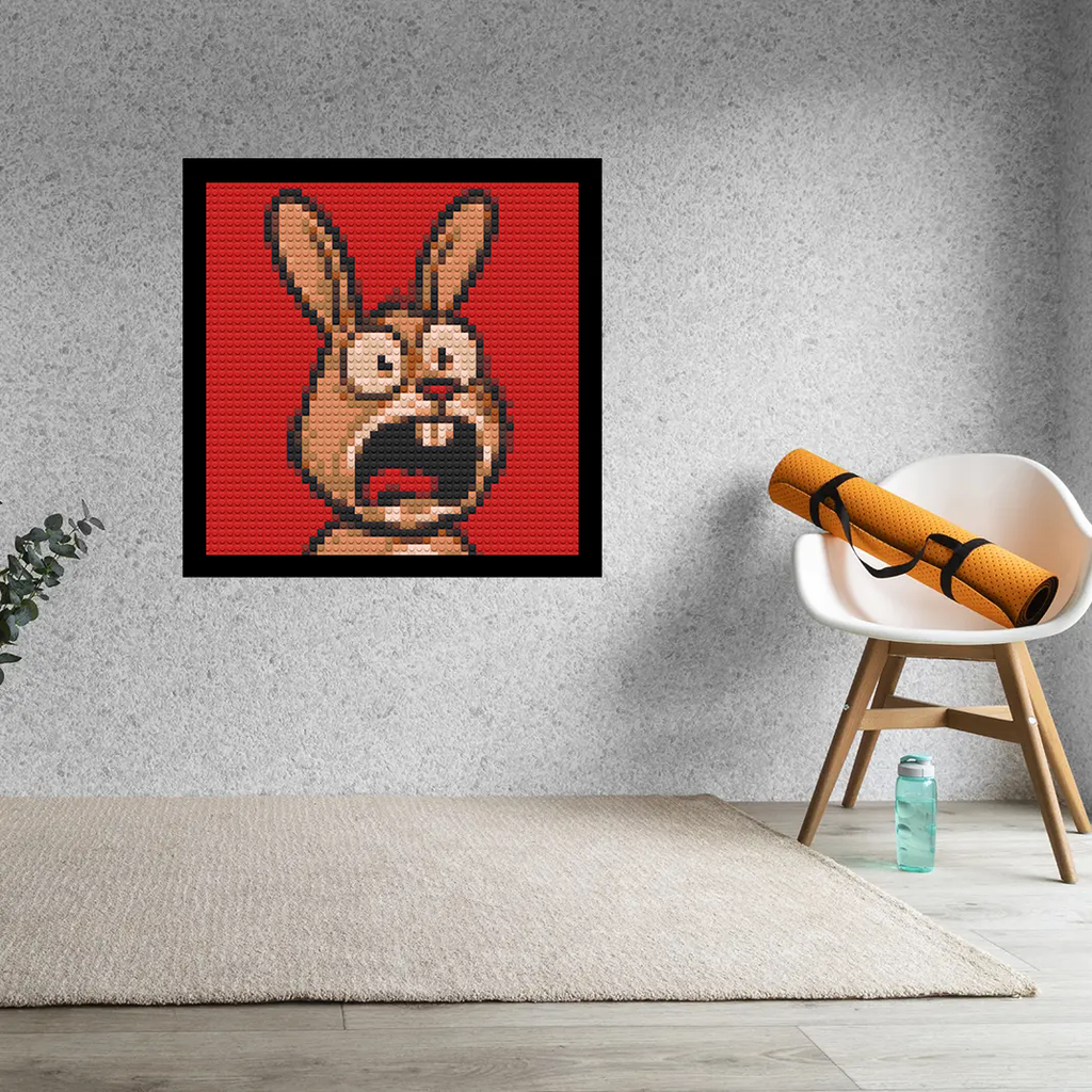 Shocked Rabbit Home decoration Bricked Mosaic Portrait 16x16"