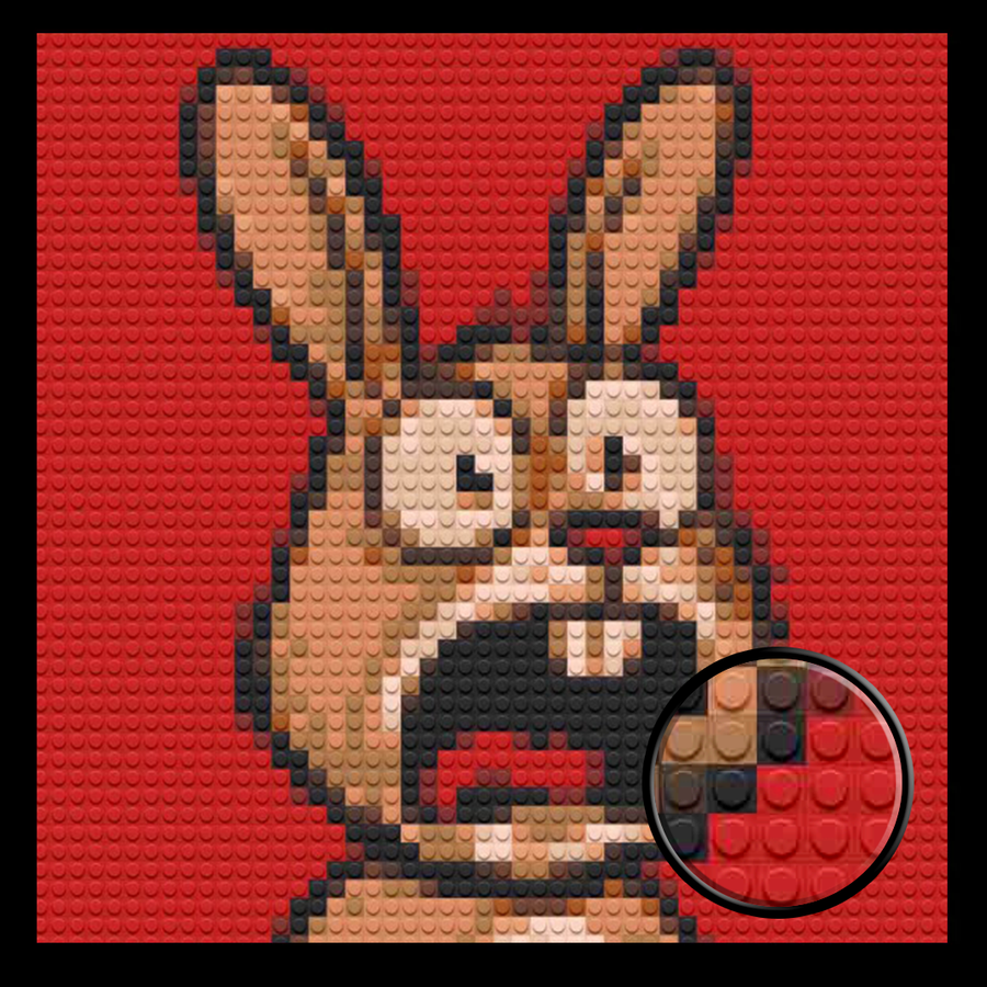 Shocked Rabbit Home decoration Bricked Mosaic Portrait 16x16"