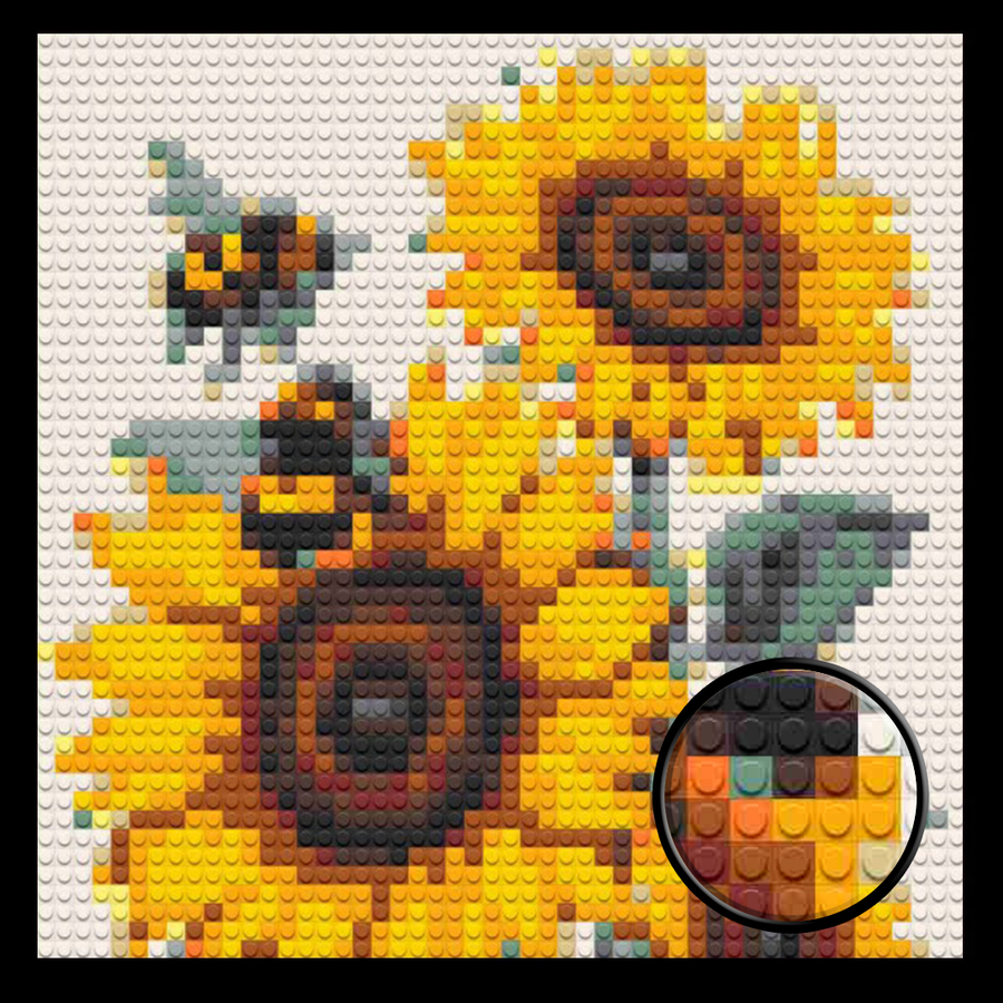 Sunflower with Bee Home decoration Bricked Mosaic Portrait 16x16"