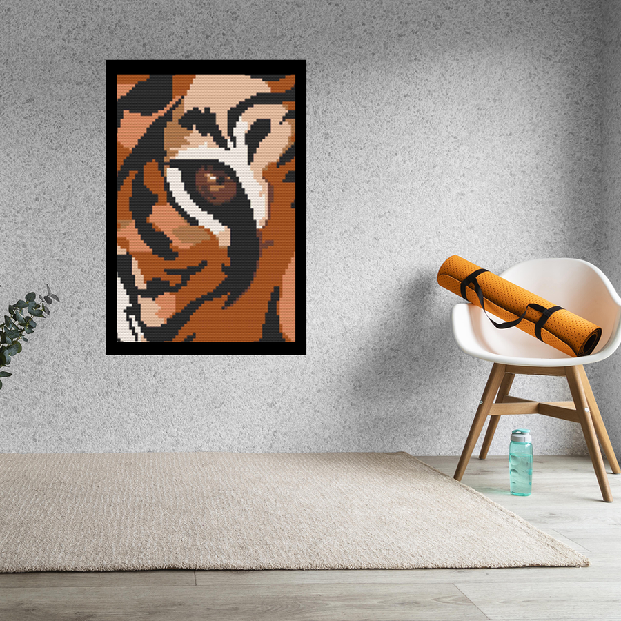 Tiger Art Piece Home Wall Decor Bricked Mosaic Portrait 20x30