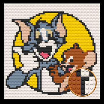 Tom and Jerry  Home Decor Bricked Mosaic Portrait 20x20 Memobrick