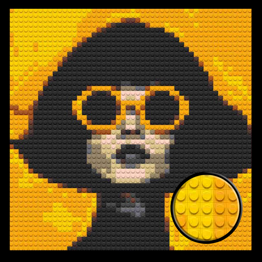 Woman with Yellow Glasses Home decoration Bricked Mosaic Portrait 16x16"