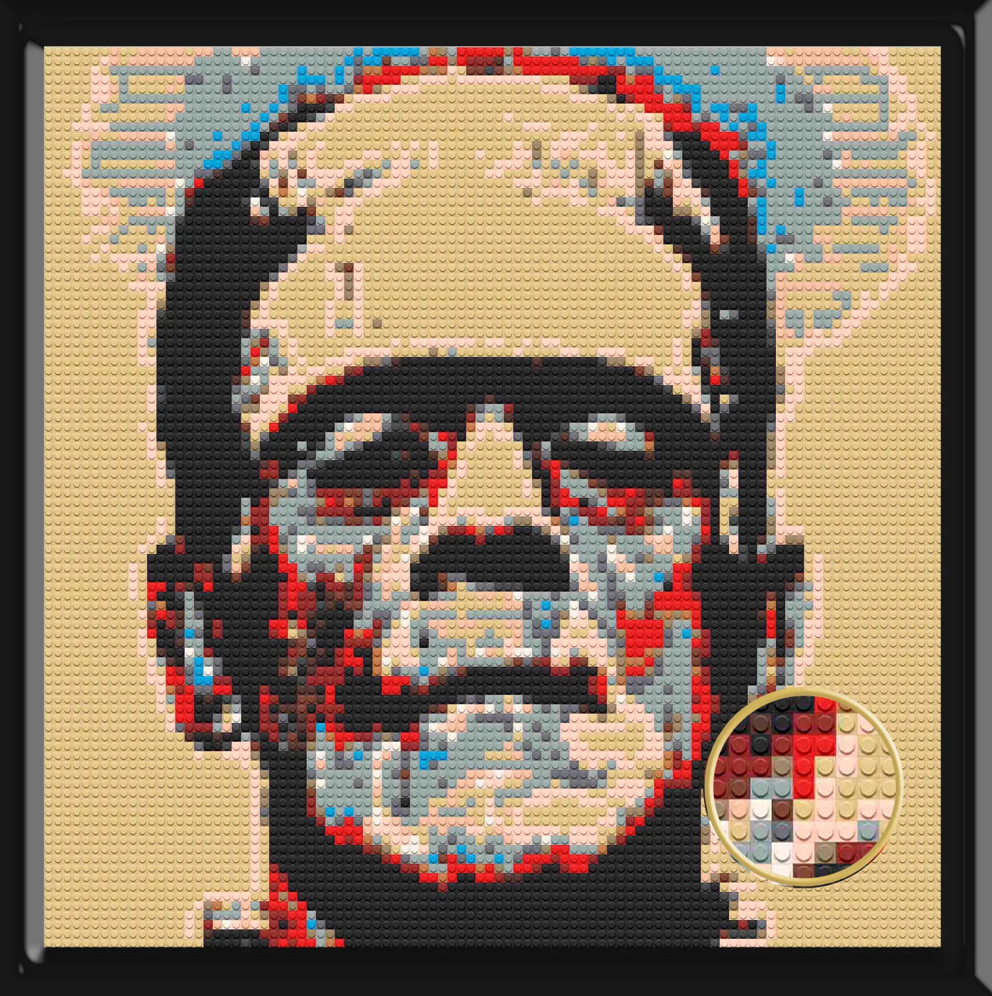 Frankenstein Art Piece Home Wall Decor Bricked Mosaic Portrait 30x30" - Memobrick