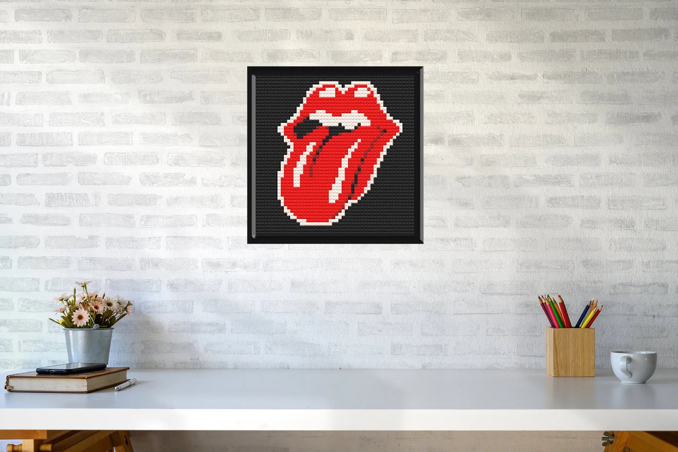 Rock n' roll rolling Home Decor Bricked Mosaic Portrait 16x16" Memobrick
