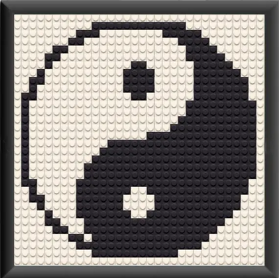 Yin and Yang Balance Tao Energy Home decoration Bricked Mosaic Portrait 10x10"